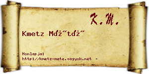 Kmetz Máté névjegykártya